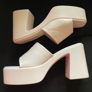 fashion nova pink platform mules